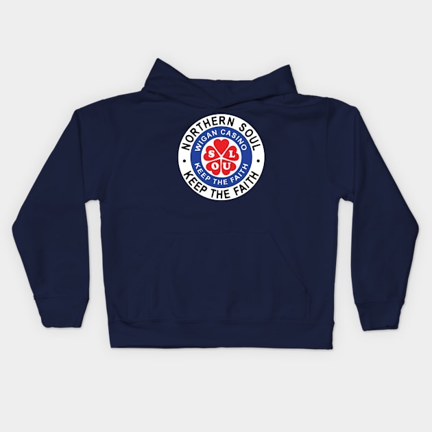 Northern Soul Badges, Wigan Soul Keep The Faith Kids Hoodie by Surfer Dave Designs